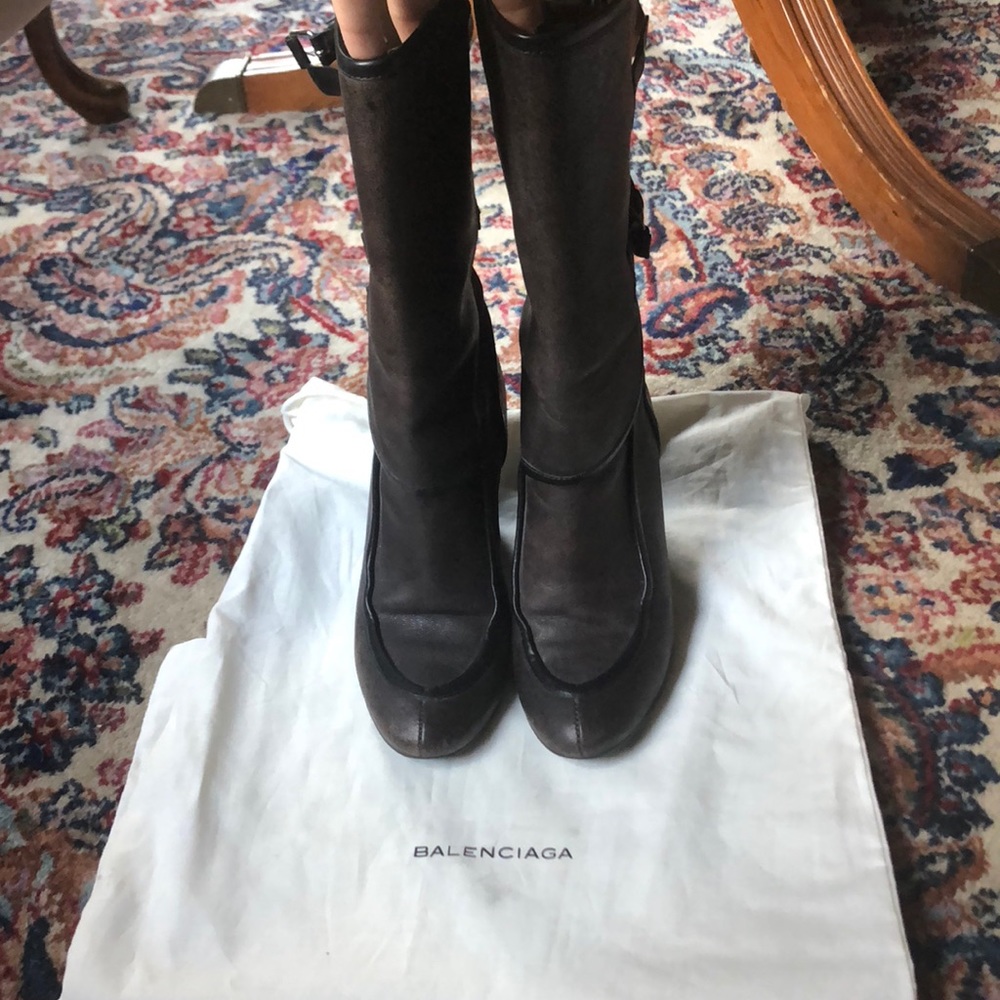 Balenciaga wedge leather boot 37